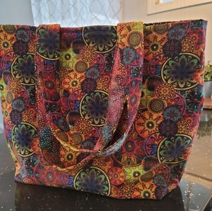 Large handmade boho cotton fabric bag